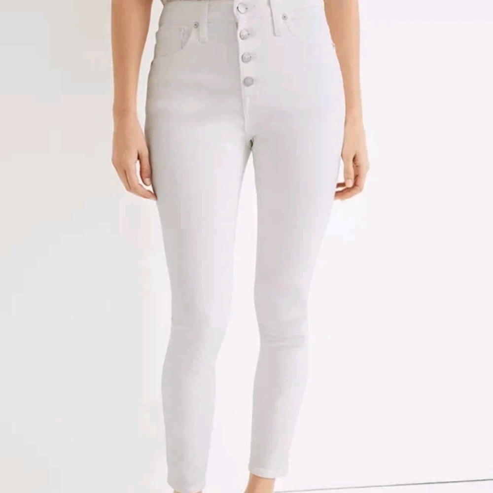 High-Waisted White Skinny Jeans